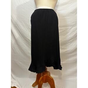 Ruffle Asymmetrical Hem Black Skirt (Size 10)